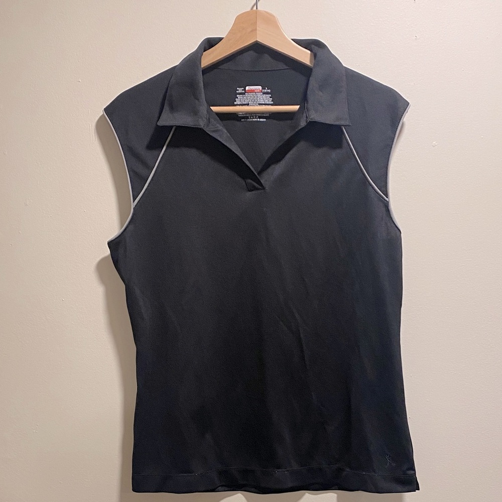 2000s Danskin Black Sleeveless Collared Women’s Workout Top Size Large